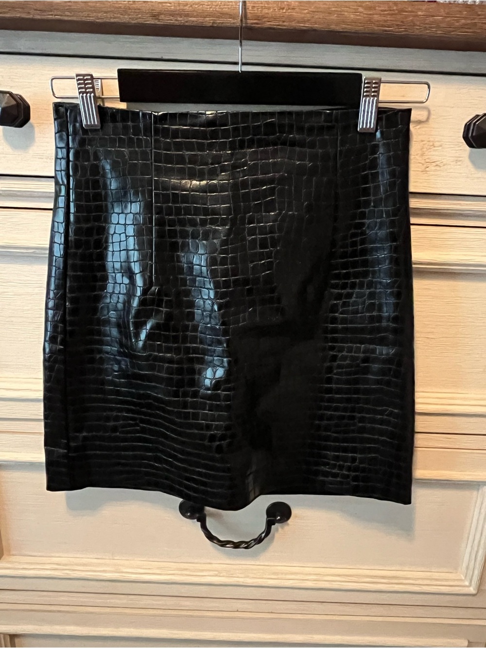 Zara Black Faux Croc Mini Skirt